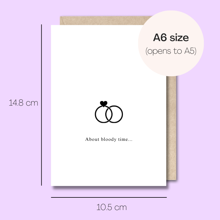 Example showing the size of the card. 14.8cm high x 10.5cm wide
