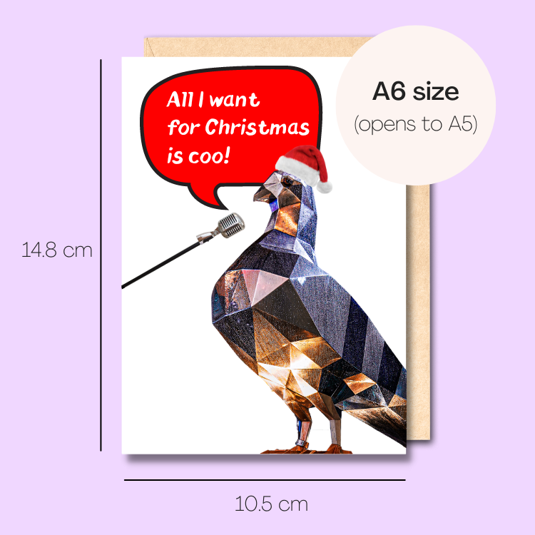 Example showing the size of the card. 14.8cm high x 10.5cm wide