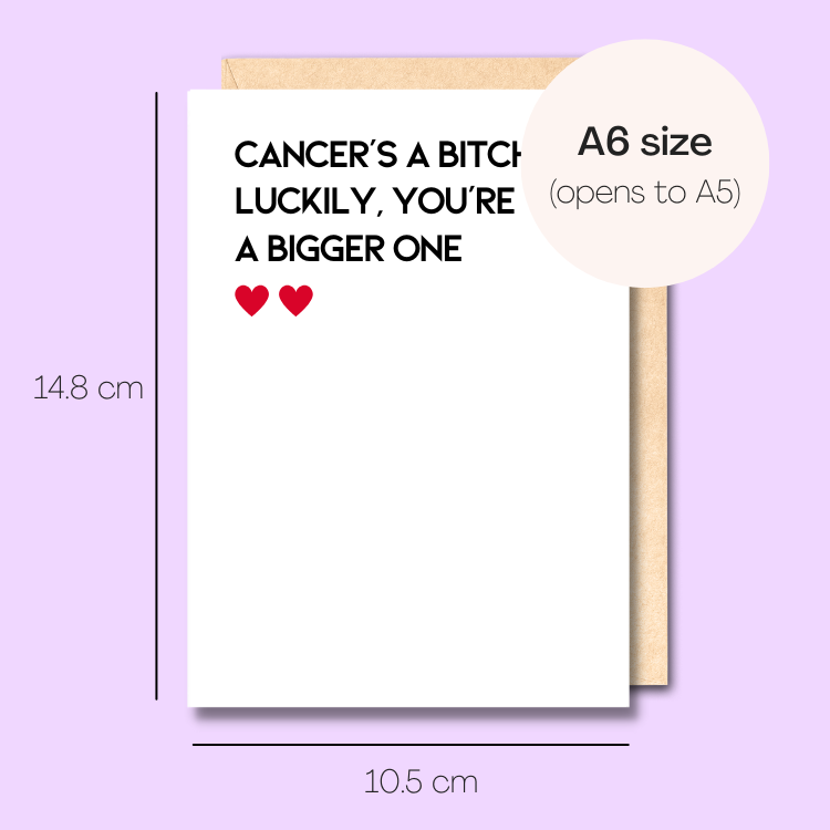 Example showing the size of the card. 14.8cm high x 10.5cm wide