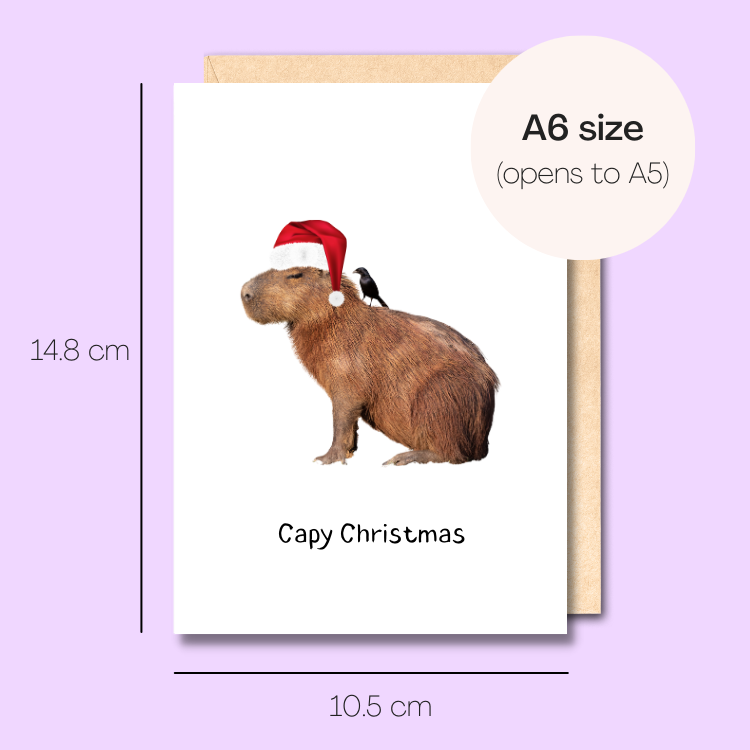 Example showing the size of the card. 14.8cm high x 10.5cm wide