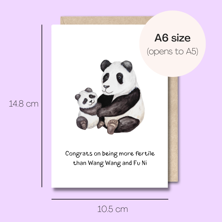 Example showing the size of the card. 14.8cm high x 10.5cm wide