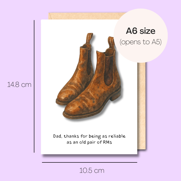 Example showing the size of the card. 14.8cm high x 10.5cm wide