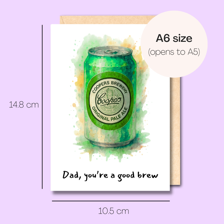 Example showing the size of the card. 14.8cm high x 10.5cm wide