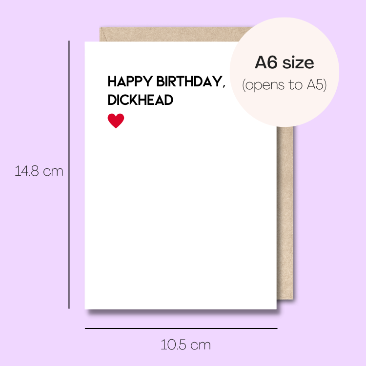 Example showing the size of the card. 14.8cm high x 10.5cm wide