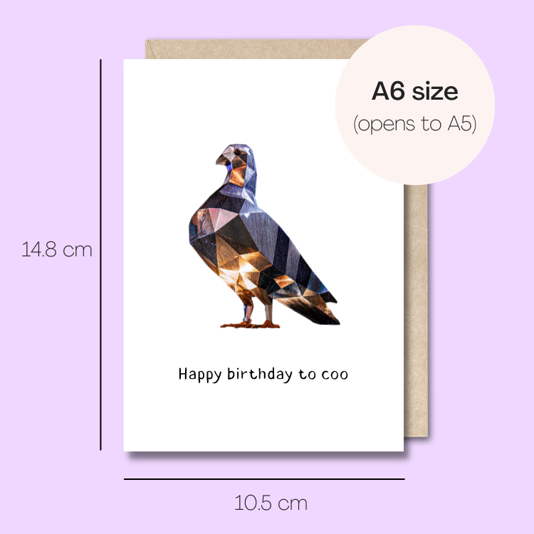 Example showing the size of the card. 14.8cm high x 10.5cm wide