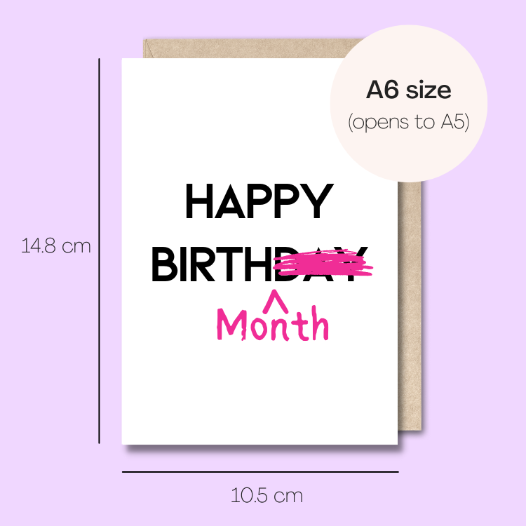 Example showing the size of the card. 14.8cm high x 10.5cm wide