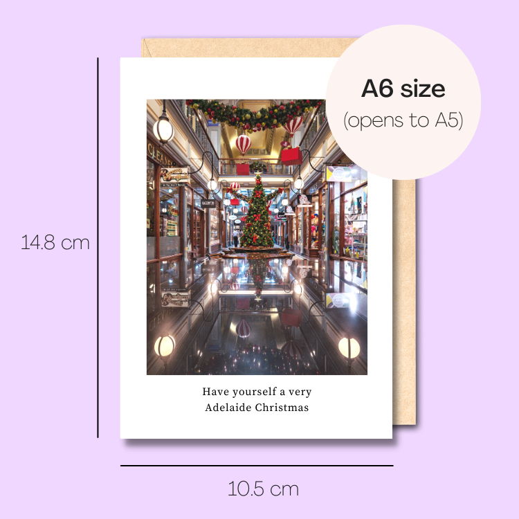 Example showing the size of the card. 14.8cm high x 10.5cm wide