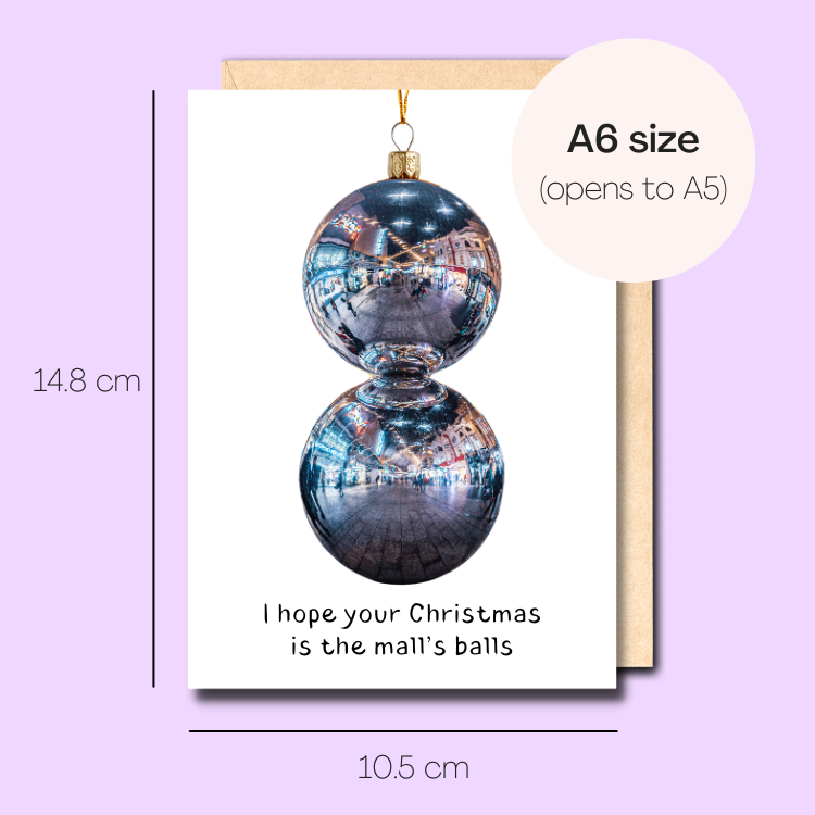Example showing the size of the card. 14.8cm high x 10.5cm wide