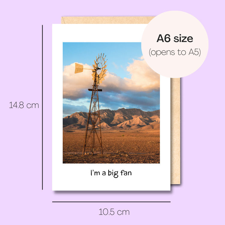 Example showing the size of the card. 14.8cm high x 10.5cm wide