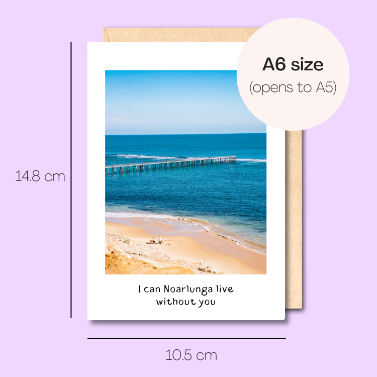 Example showing the size of the card. 14.8cm high x 10.5cm wide