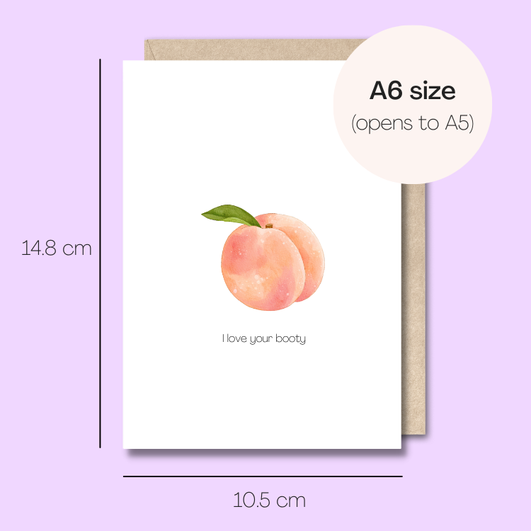 Example showing the size of the card. 14.8cm high x 10.5cm wide