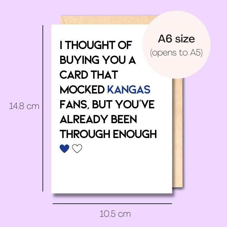 Example showing the size of the card. 14.8cm high x 10.5cm wide.