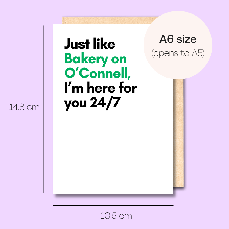 Example showing the size of the card. 14.8cm high x 10.5cm wide