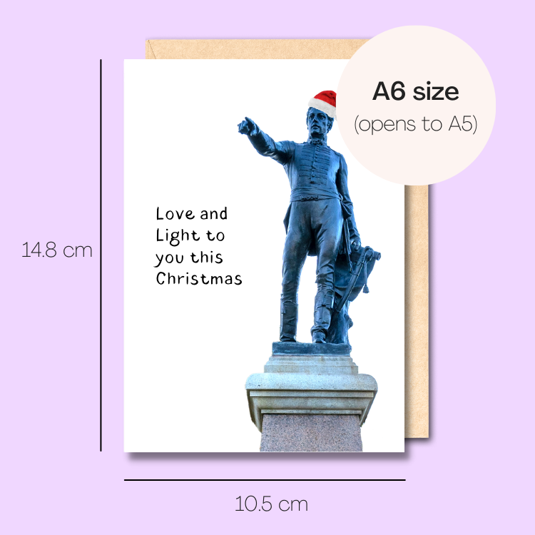 Example showing the size of the card. 14.8cm high x 10.5cm wide
