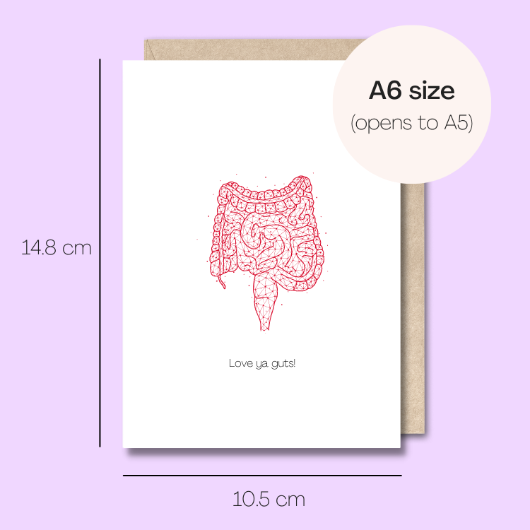 Example showing the size of the card. 14.8cm high x 10.5cm wide