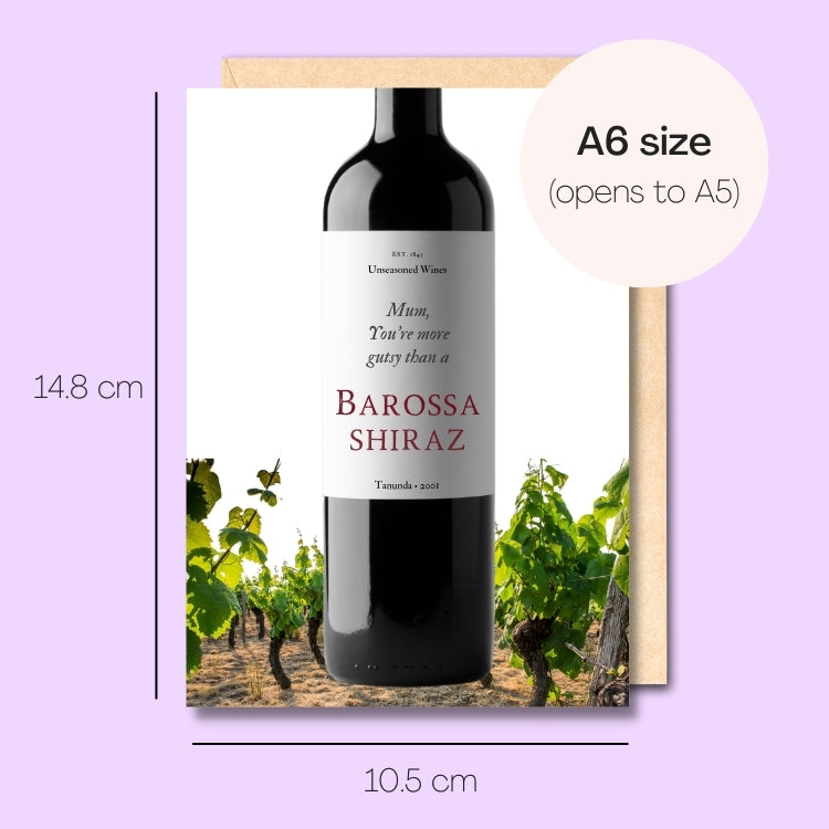 Example showing the size of the card. 14.8cm high x 10.5cm wide