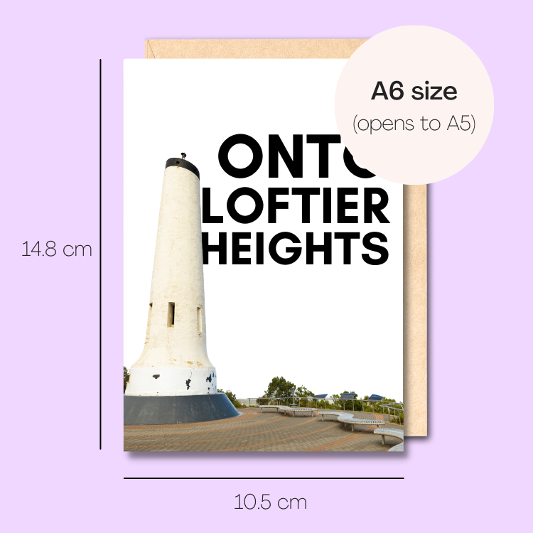 Example showing the size of the card. 14.8cm high x 10.5cm wide