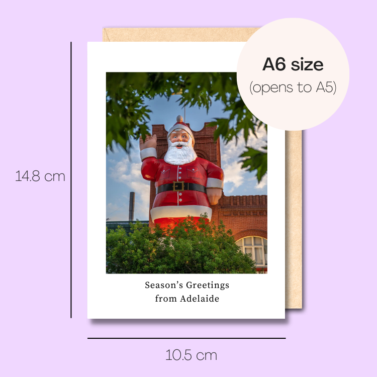 Example showing the size of the card. 14.8cm high x 10.5cm wide