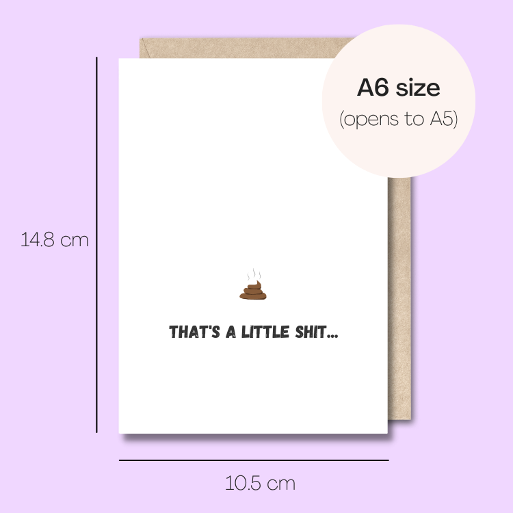 Example showing the size of the card. 14.8cm high x 10.5cm wide