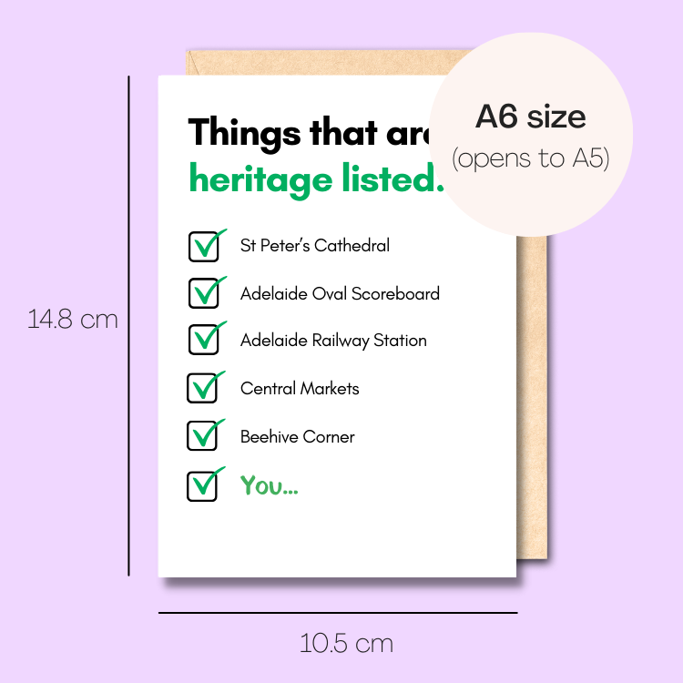 Example showing the size of the card. 14.8cm high x 10.5cm wide
