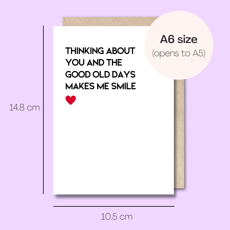 Example showing the size of the card. 14.8cm high x 10.5cm wide