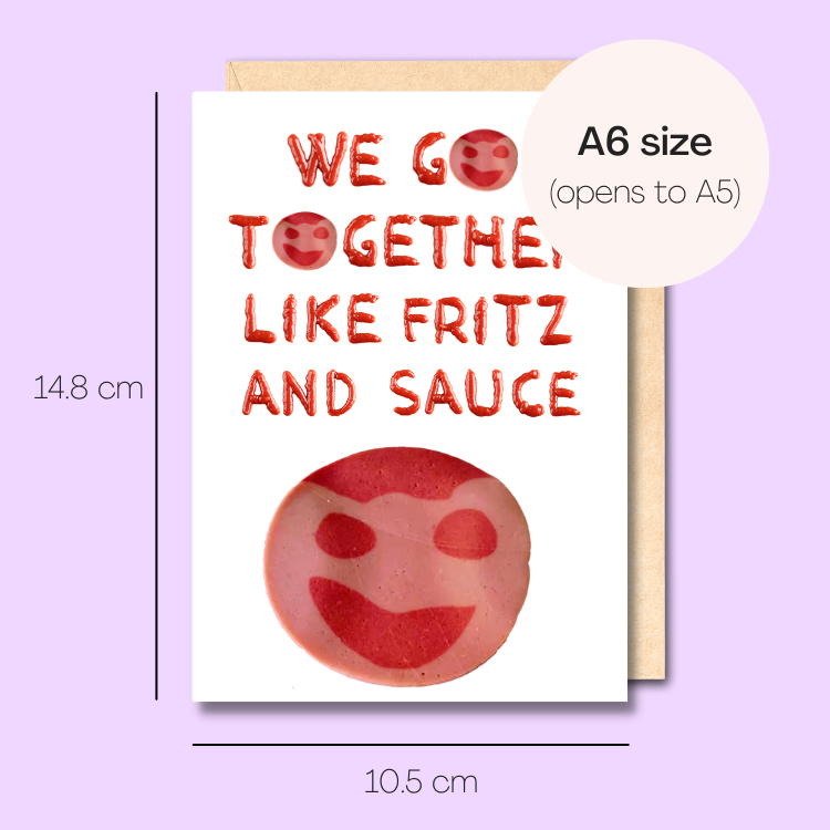 Example showing the size of the card. 14.8cm high x 10.5cm wide