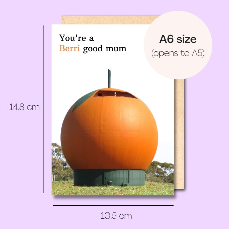 Example showing the size of the card. 14.8cm high x 10.5cm wide