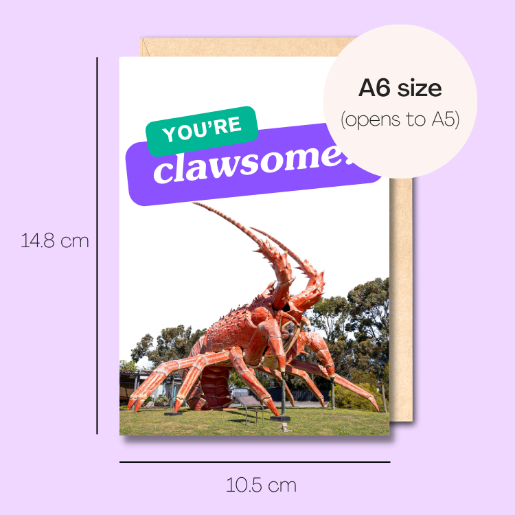 Example showing the size of the card. 14.8cm high x 10.5cm wide