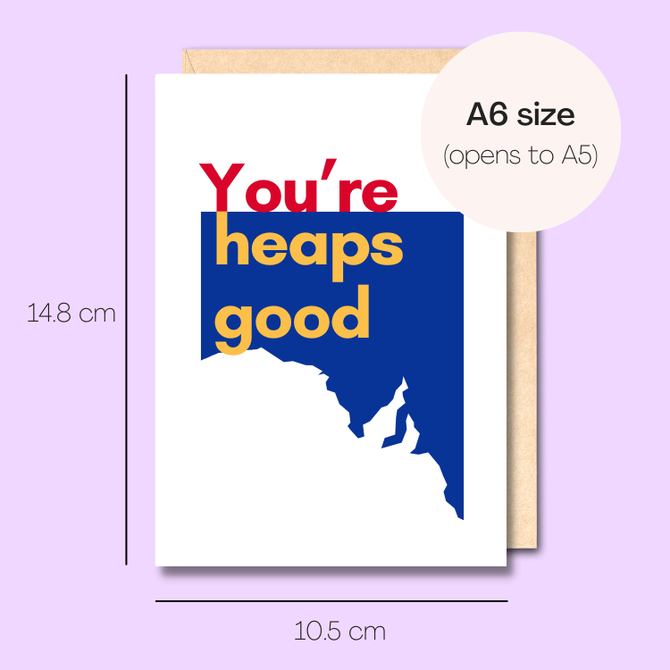 Example showing the size of the card. 14.8cm high x 10.5cm wide