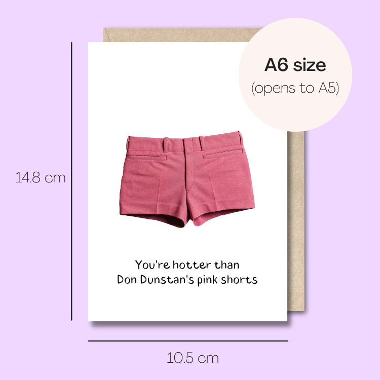 Example showing the size of the card. 14.8cm high x 10.5cm wide