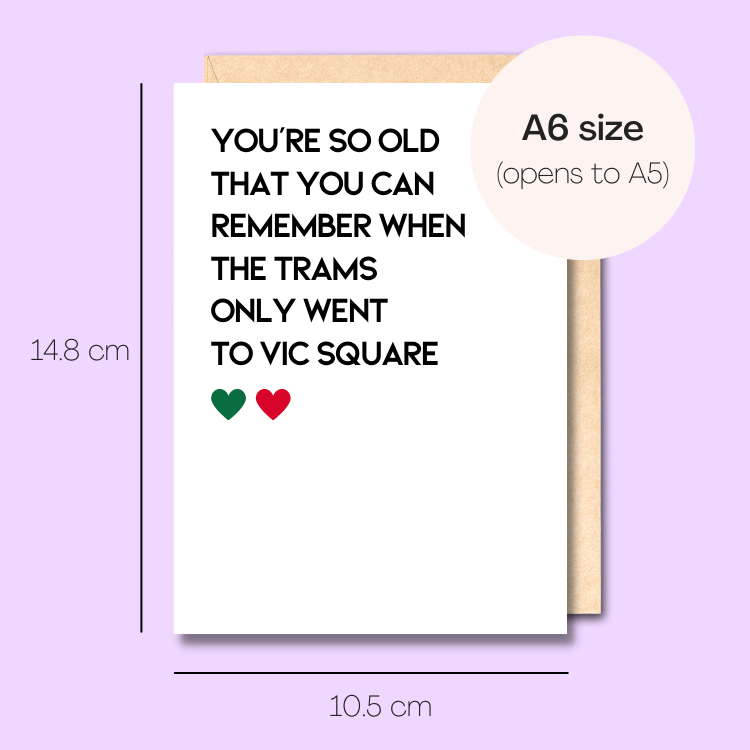 Example showing the size of the card. 14.8cm high x 10.5cm wide