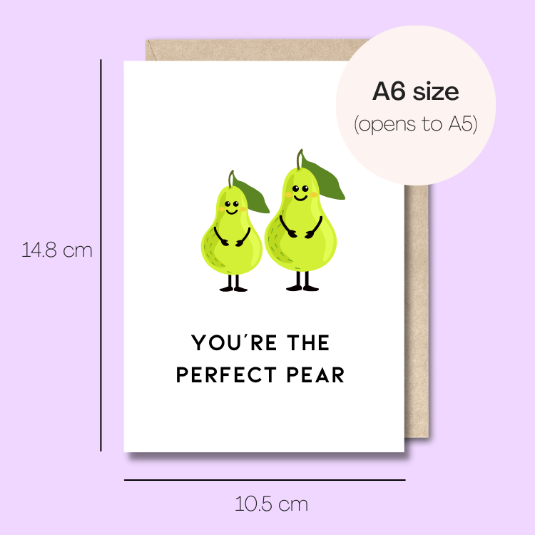 Example showing the size of the card. 14.8cm high x 10.5cm wide