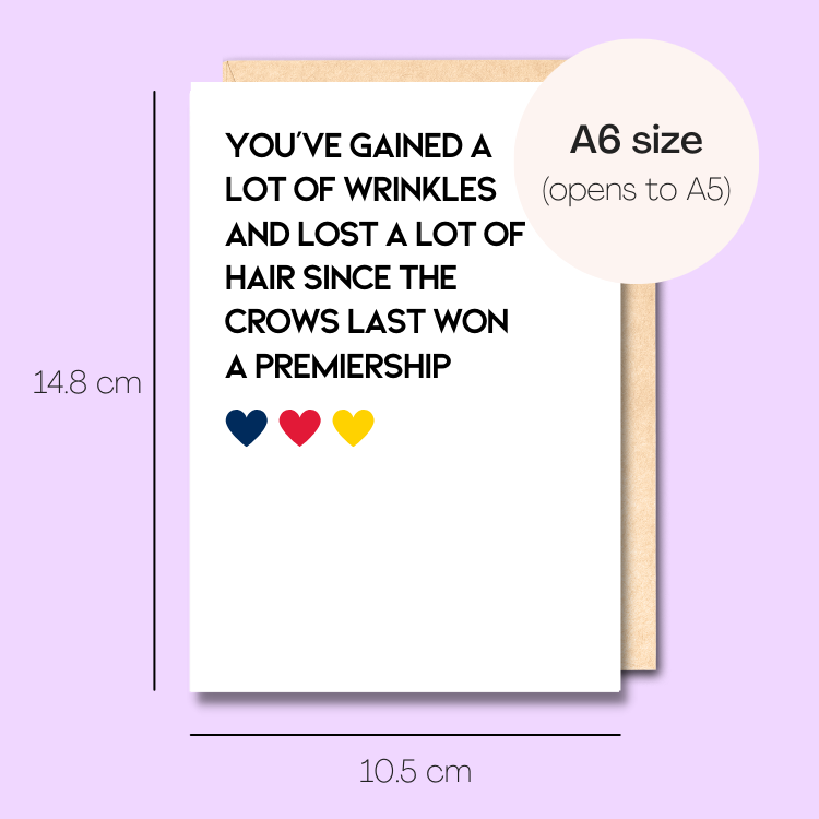 Example showing the size of the card. 14.8cm high x 10.5cm wide