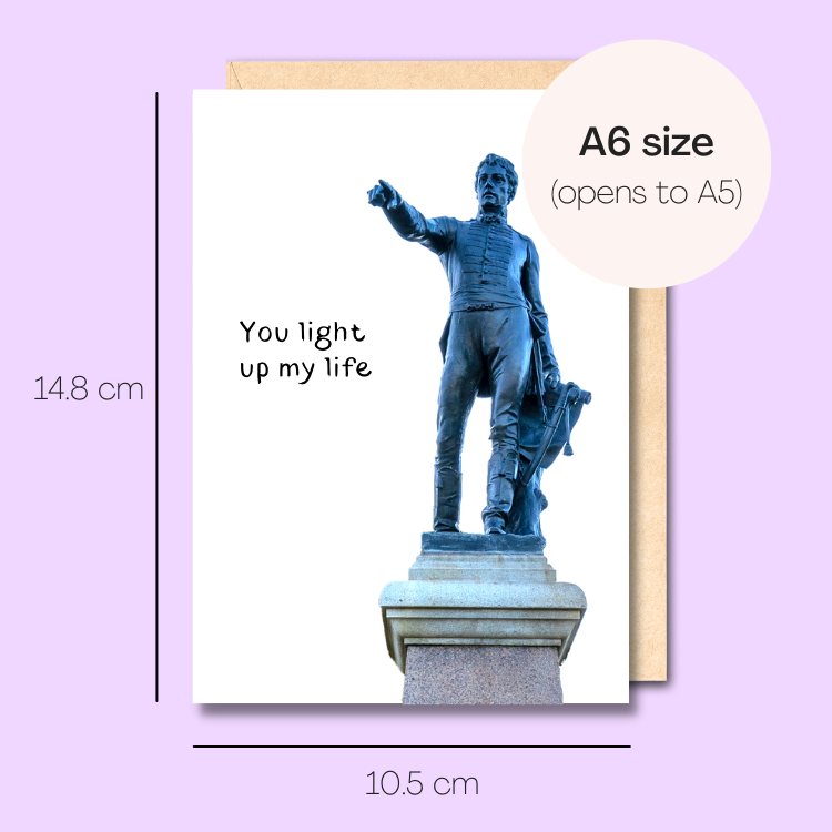 Example showing the size of the card. 14.8cm high x 10.5cm wide