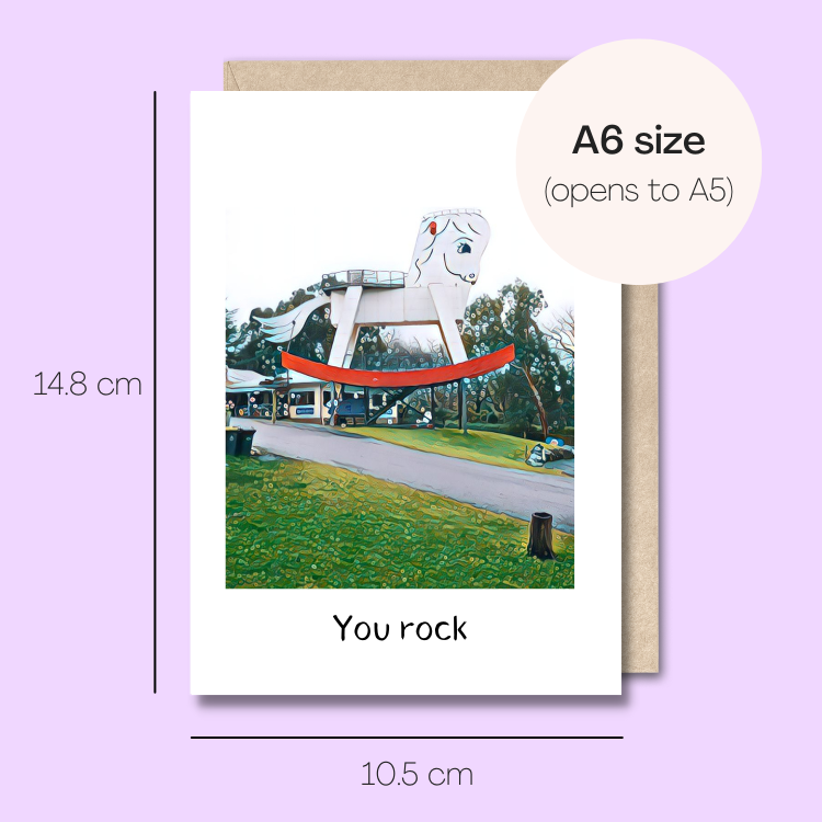 Example showing the size of the card. 14.8cm high x 10.5cm wide