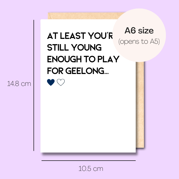 Example showing the size of the card. 14.8cm high x 10.5cm wide.