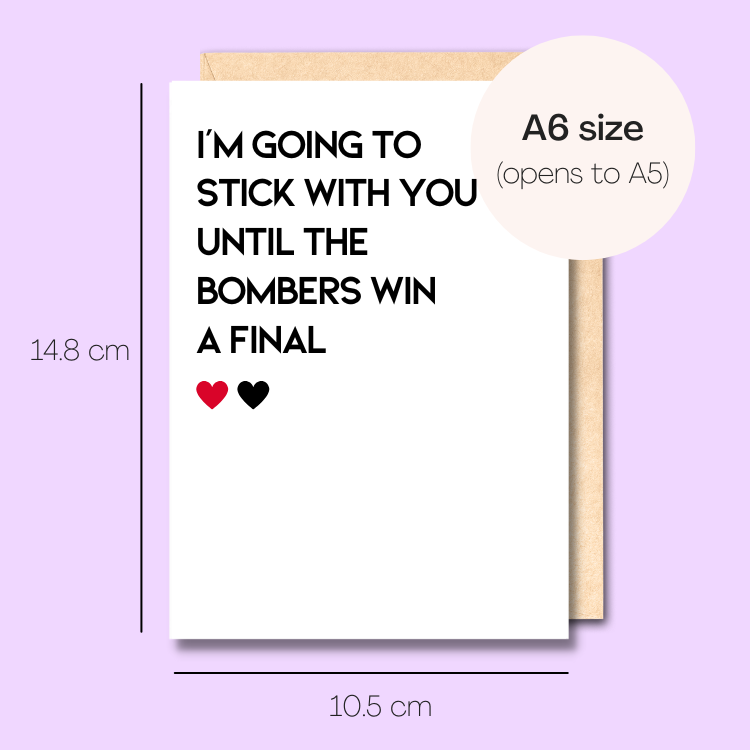 Example showing the size of the card. 14.8cm high x 10.5cm wide.