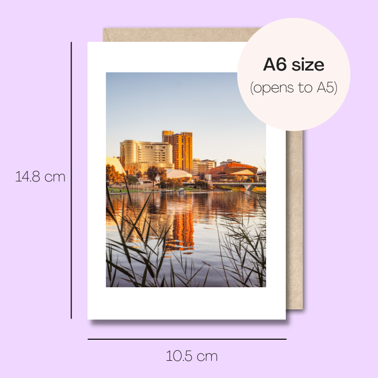 Example showing the size of the card. 14.8cm high x 10.5cm wide