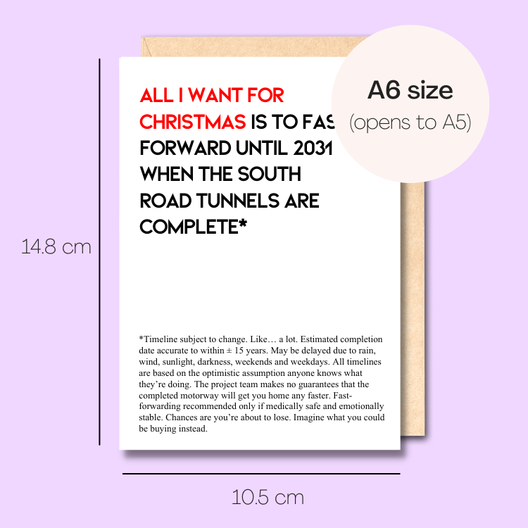 Example showing the size of the card. 14.8cm high x 10.5cm wide