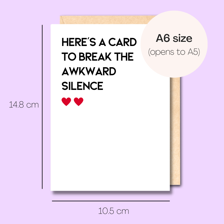 Example showing the size of the card. 14.8cm high x 10.5cm wide
