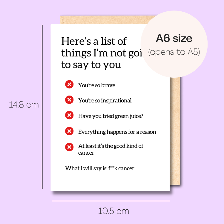 Example showing the size of the card. 14.8cm high x 10.5cm wide