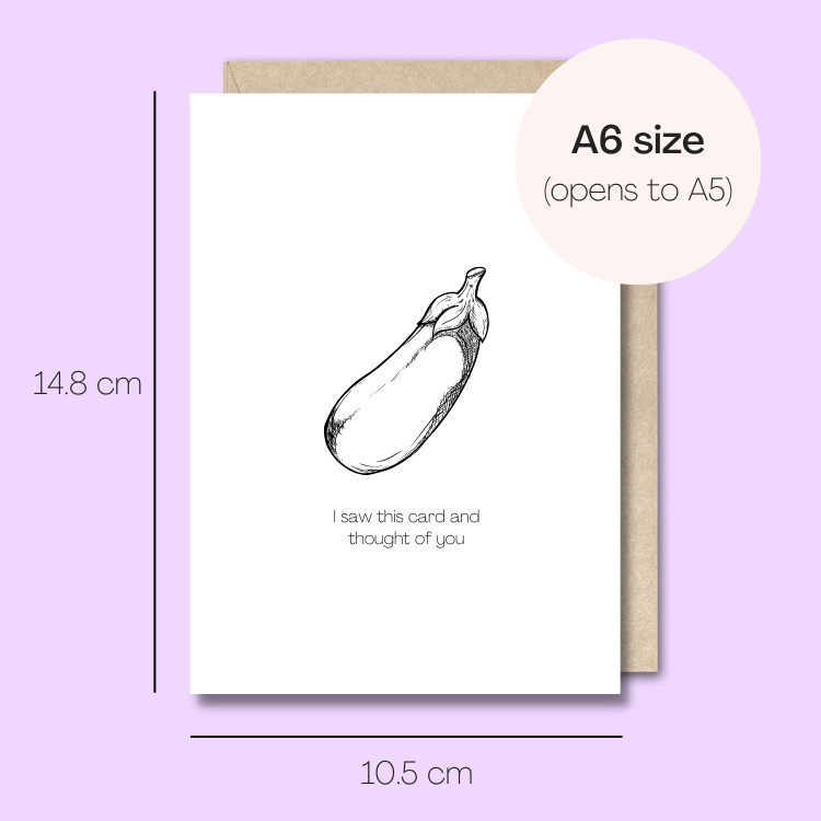 Example showing the size of the card. 14.8cm high x 10.5cm wide