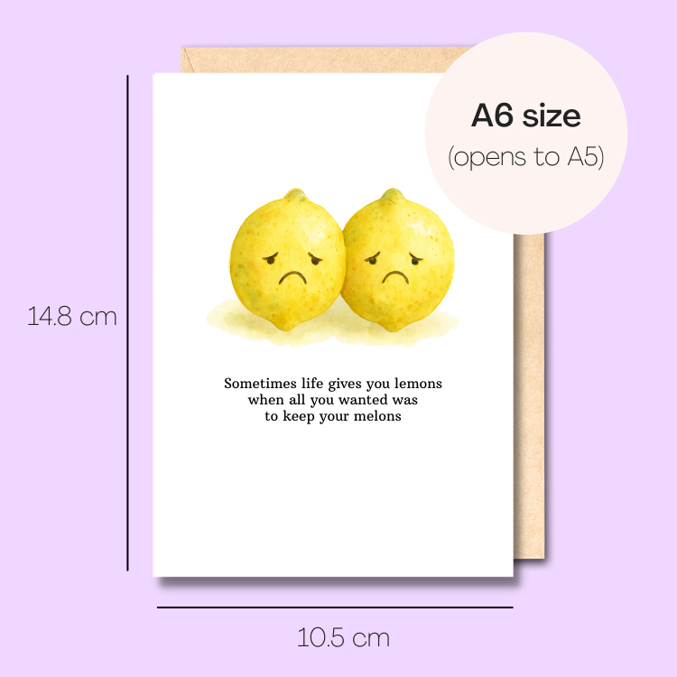 Example showing the size of the card. 14.8cm high x 10.5cm wide
