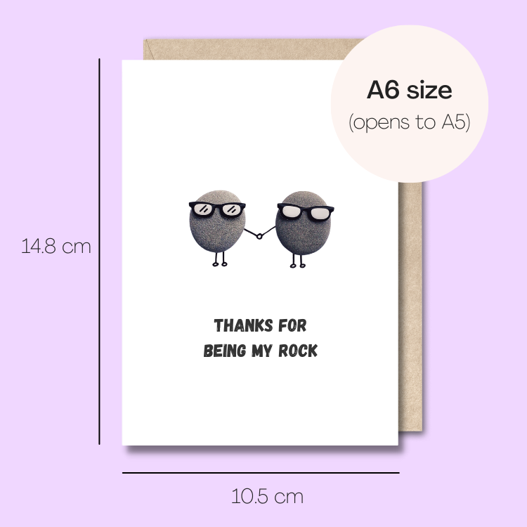 Example showing the size of the card. 14.8cm high x 10.5cm wide