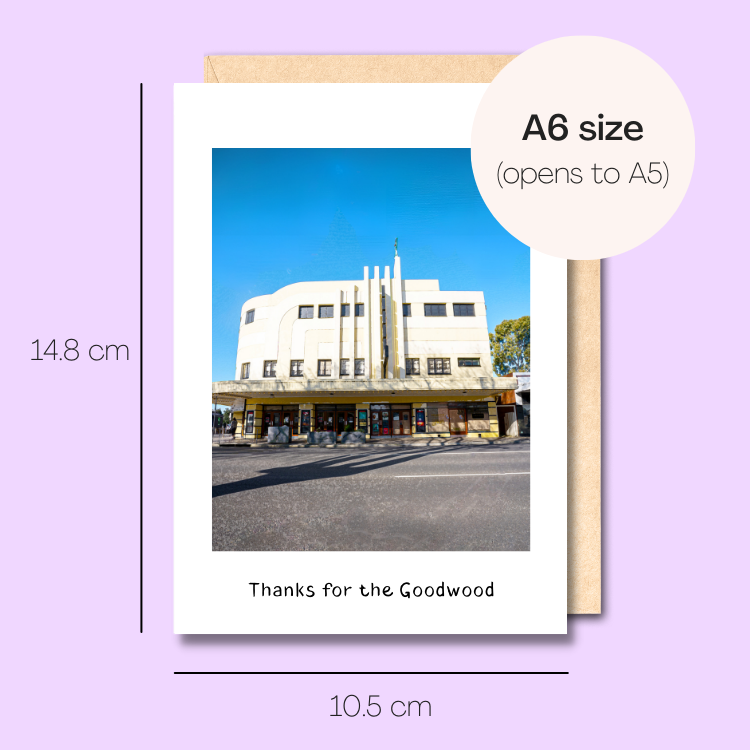 Example showing the size of the card. 14.8cm high x 10.5cm wide