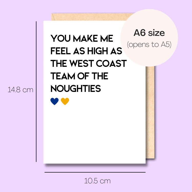 Example showing the size of the card. 14.8cm high x 10.5cm wide.